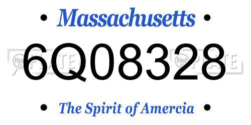 6Q08328 Massachusetts License Plate