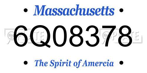 6Q08378 Massachusetts License Plate