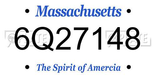 6Q27148 Massachusetts License Plate