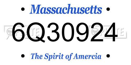 6Q30924 Massachusetts License Plate
