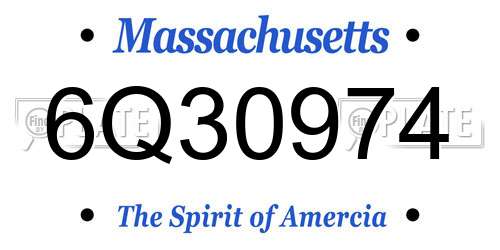 6Q30974 Massachusetts License Plate