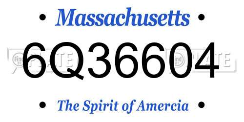 6Q36604 Massachusetts License Plate