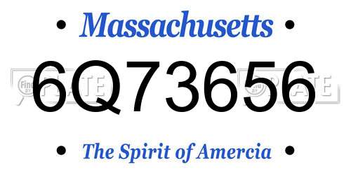 6Q73656 Massachusetts License Plate