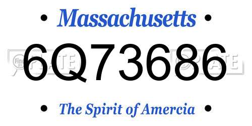 6Q73686 Massachusetts License Plate