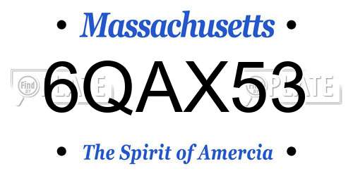6QAX53 Massachusetts License Plate