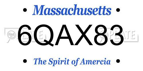 6QAX83 Massachusetts License Plate