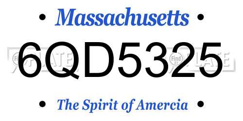 6QD5325 Massachusetts License Plate