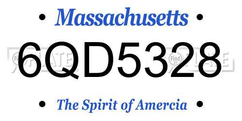 6QD5328 Massachusetts License Plate