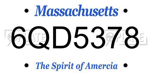 6QD5378 Massachusetts License Plate