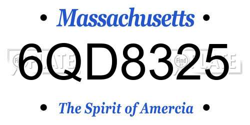 6QD8325 Massachusetts License Plate
