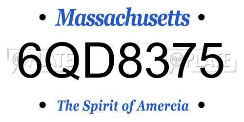 6QD8375 Massachusetts License Plate
