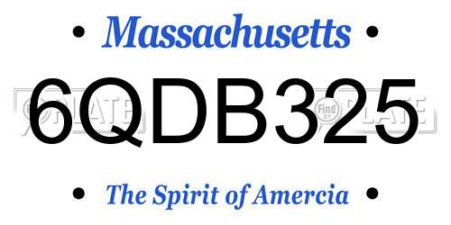 6QDB325 Massachusetts License Plate