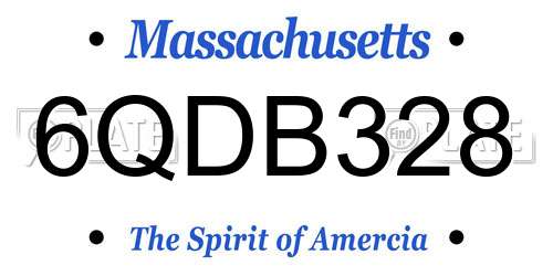 6QDB328 Massachusetts License Plate