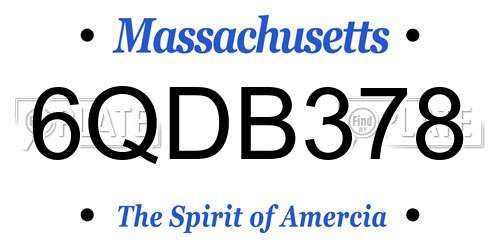 6QDB378 Massachusetts License Plate