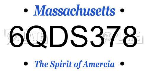 6QDS378 Massachusetts License Plate