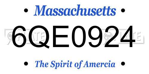 6QE0924 Massachusetts License Plate