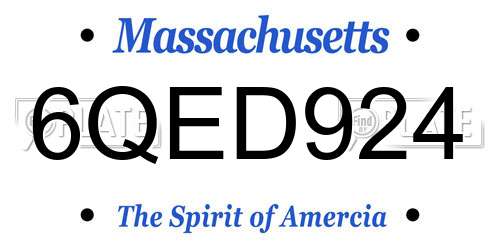 6QED924 Massachusetts License Plate