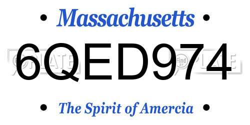 6QED974 Massachusetts License Plate