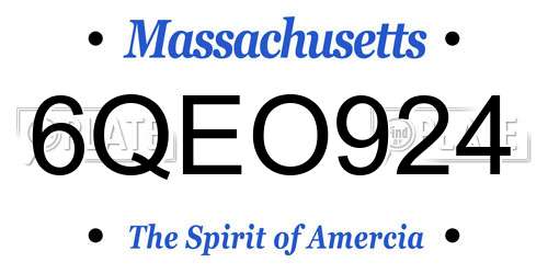 6QEO924 Massachusetts License Plate