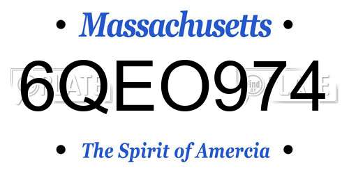 6QEO974 Massachusetts License Plate