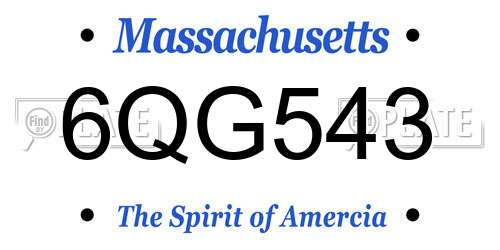 6QG543 Massachusetts License Plate