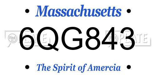 6QG843 Massachusetts License Plate