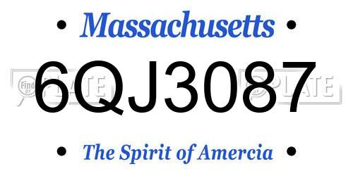 6QJ3087 Massachusetts License Plate