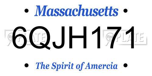 6QJH171 Massachusetts License Plate