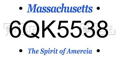 6QK5538 Massachusetts License Plate