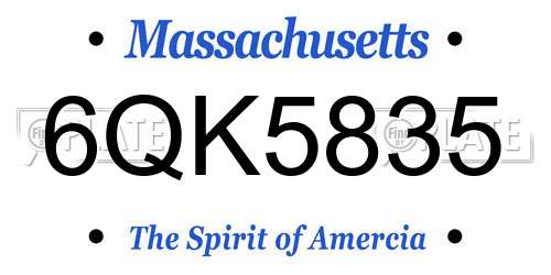 6QK5835 Massachusetts License Plate