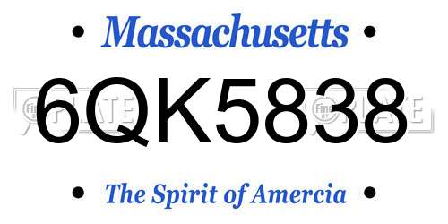 6QK5838 Massachusetts License Plate
