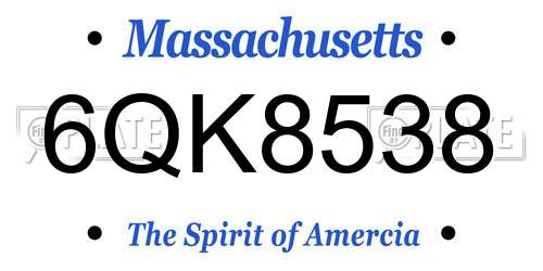 6QK8538 Massachusetts License Plate