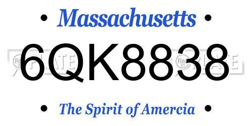 6QK8838 Massachusetts License Plate