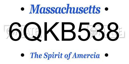 6QKB538 Massachusetts License Plate