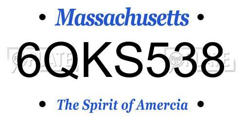 6QKS538 Massachusetts License Plate