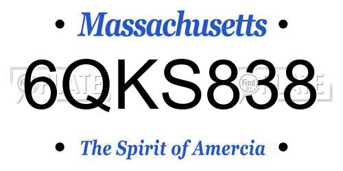 6QKS838 Massachusetts License Plate