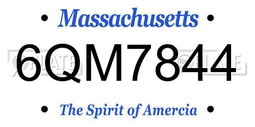 6QM7844 Massachusetts License Plate