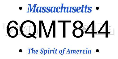 6QMT844 Massachusetts License Plate