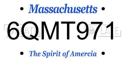 6QMT971 Massachusetts License Plate