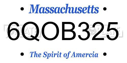 6QOB325 Massachusetts License Plate
