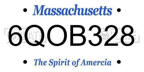 6QOB328 Massachusetts License Plate