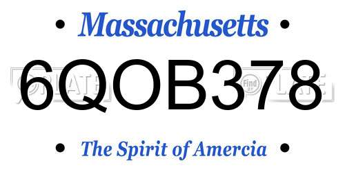 6QOB378 Massachusetts License Plate