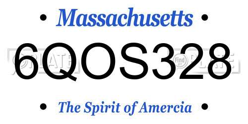 6QOS328 Massachusetts License Plate