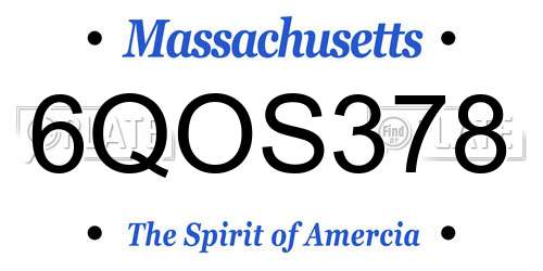 6QOS378 Massachusetts License Plate