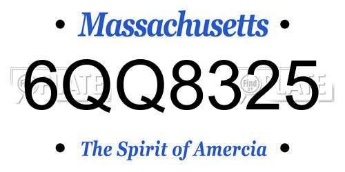 6QQ8325 Massachusetts License Plate