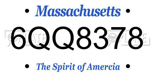 6QQ8378 Massachusetts License Plate