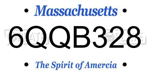 6QQB328 Massachusetts License Plate