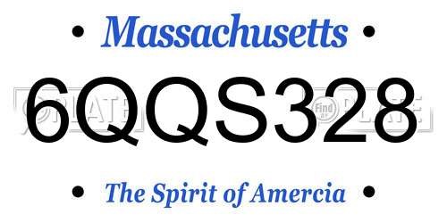6QQS328 Massachusetts License Plate