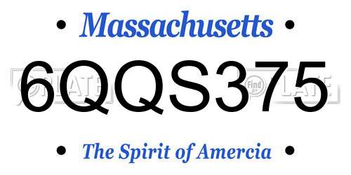 6QQS375 Massachusetts License Plate