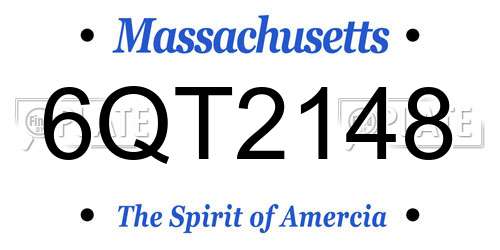 6QT2148 Massachusetts License Plate